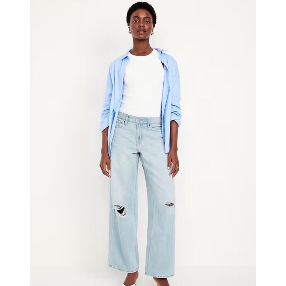 ‼️‼️‼️‼️ 3 pair bundle ‼️‼️‼️‼️Old Navy Mid Rise Baggy Wide Leg Jeans-Never Worn